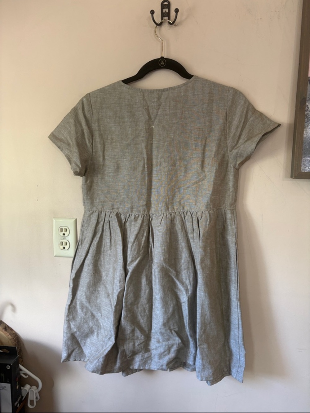 Madewell Olive Branch Linen-Blend Alexandra Button-Front Mini Dress XSP - Picture 7 of 7